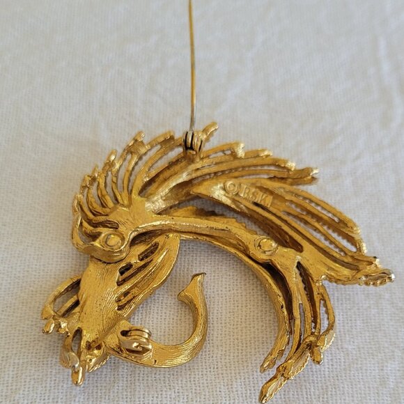 Vintage BSK Gold Tone Brooch - Unique Design - Picture 9 of 12